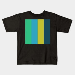 green blue and yellow stripe pattern Kids T-Shirt